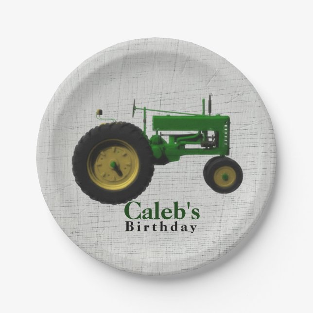 Plato De Papel Granja Tractor Cumpleaños Personalizado (Anverso)