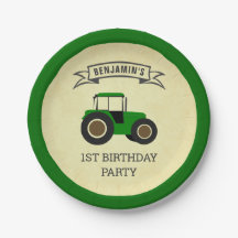 Granja Verde Tractor Cumpleaños de Niños Fiesta