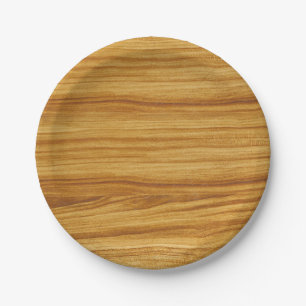 Plato De Papel Grano de madera clara