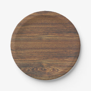 Plato De Papel Grano de madera de teca