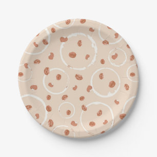 Plato De Papel Granos y anillos de café tostados naranja y marrón