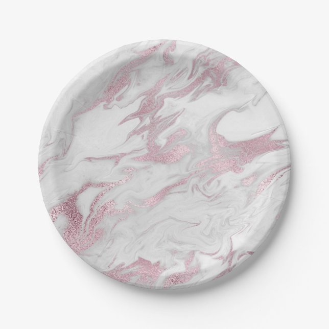 Plato de papel granulado rosa (Anverso)
