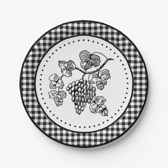 Plato De Papel Grapes Gingham (Anverso)