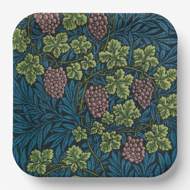 Plato De Papel  Grapevines with clusters of pink grapes  (Anverso)