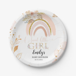 Plato De Papel Grasa Boho Rainbow Pampas Gracias Baby Shower