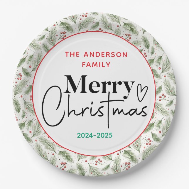 Plato De Papel : Grasa verde acuarela - Fiesta de Navidades festi (Anverso)