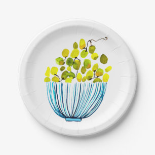 Plato De Papel Grasas acuarela linda fruta