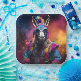 Plato De Papel Grasas azules de burro