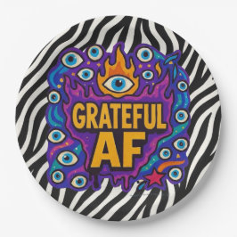Plato De Papel Grateful AF - Zebra Pattern -