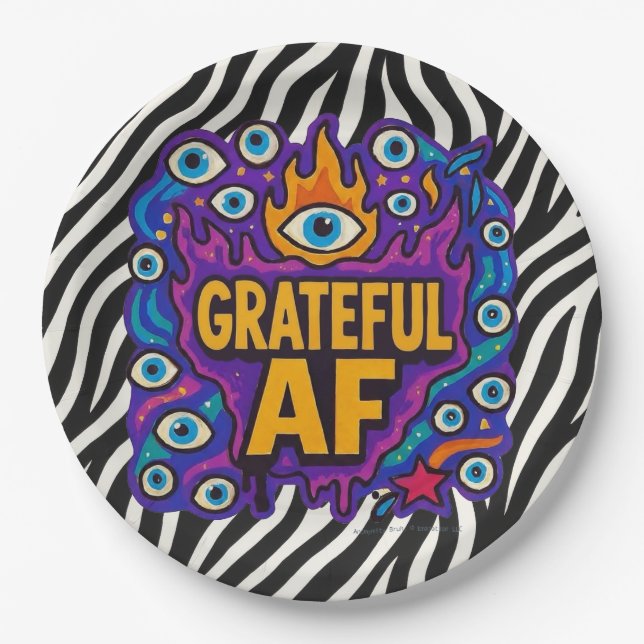 Plato De Papel Grateful AF - Zebra Pattern - (Anverso)