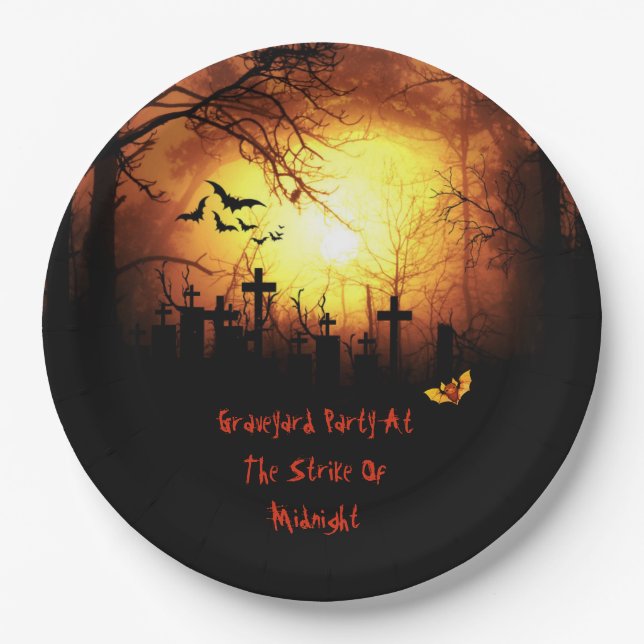 Plato De Papel Graveyard Fiesta Halloween (Anverso)