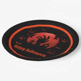 Plato De Papel Graveyard Moon Halloween