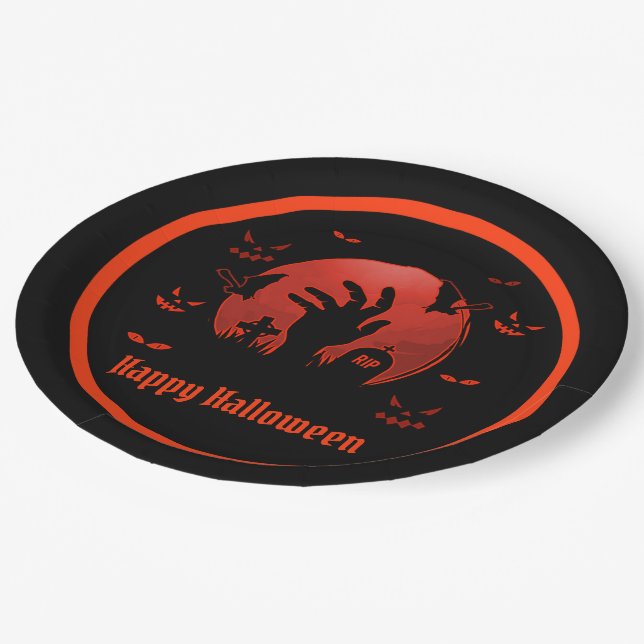 Plato De Papel Graveyard Moon Halloween (Angular)