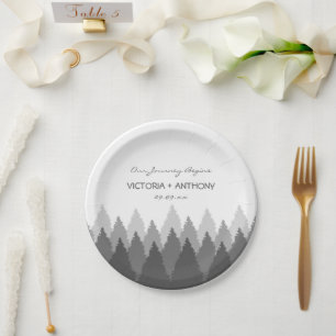 Plato De Papel Gray Forest Range Woodland Boda