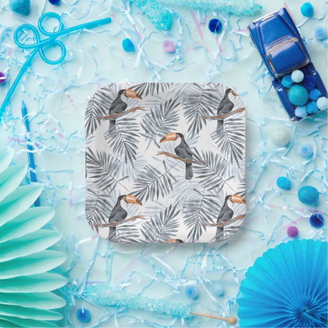 Plato De Papel Gray Toucan (Fiesta)