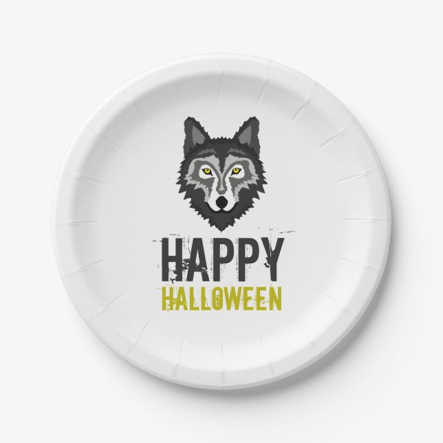 Plato De Papel Gray Wolf, Feliz Halloween (Anverso)