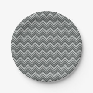 Plato De Papel Gray Zig Zags