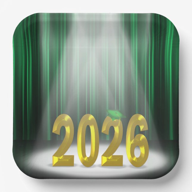 Plato De Papel Green and Gold 2026 Graduation in Spotlight (Anverso)
