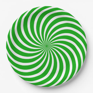Plato De Papel Green and White Peppermint Candy Holiday