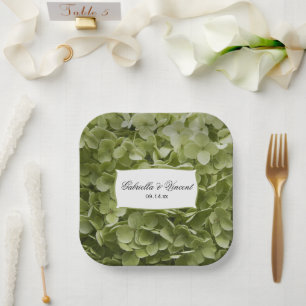 Plato De Papel Green Annabelle Hydrangea Boda