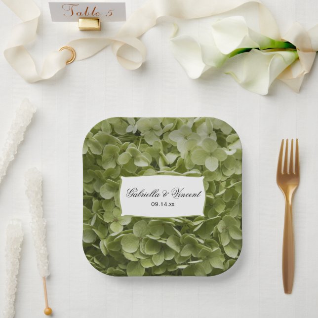 Plato De Papel Green Annabelle Hydrangea Boda (Boda)