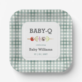 Plato De Papel Green Babyque BBQ Couple Baby Shower