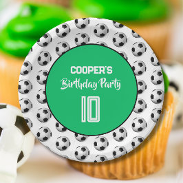 Plato De Papel Green Boy Soccer Birthday Party