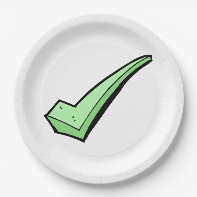 Plato De Papel Green Check Mark Tick Symbol (Anverso)