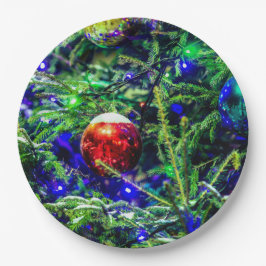 Plato De Papel Green Christmas Tree Red Ball