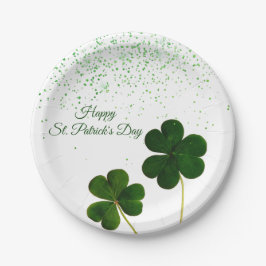 Plato De Papel Green Clover Shamrock St Patricks Day