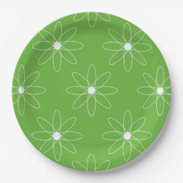 Plato De Papel Green Daisy Paper Plate