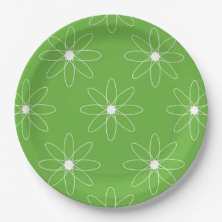 Plato De Papel Green Daisy Paper Plate