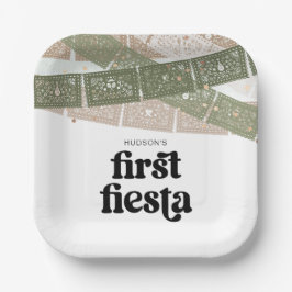 Plato De Papel Green First Fiesta Birday Party Plates
