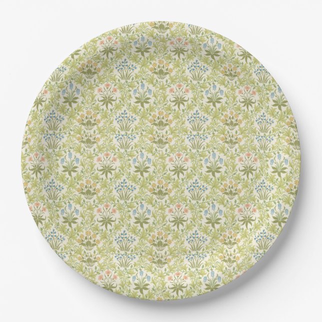 Plato De Papel Green floral pattern girlyclassic grandmillenial (Anverso)