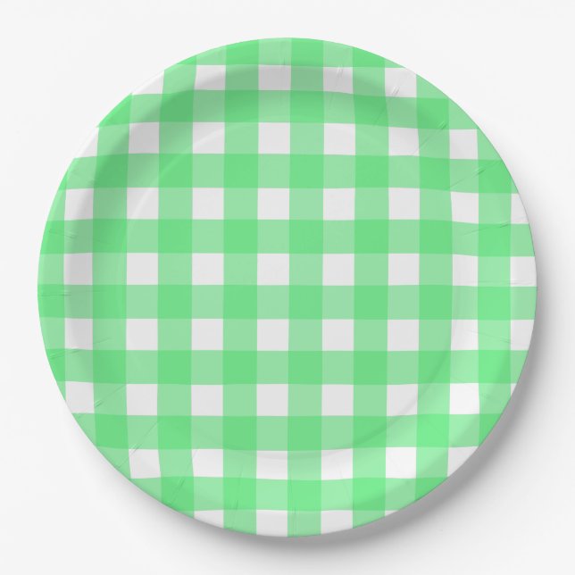 Plato De Papel Green gingham (Anverso)