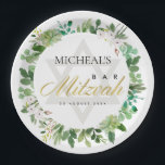 PLATO DE PAPEL GREEN GOLD FOLIAGE WREATH STAR BAR BAT MITZVAH<br><div class="desc">Si necesita más personalización o cualquier otro elemento que coincida,  no dude en ponerse en contacto conmigo en info@yellowfebstudio.com</div>