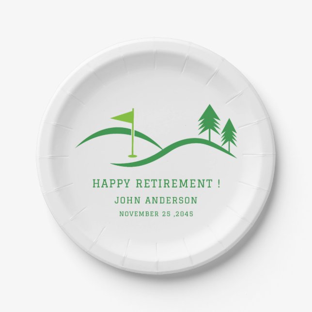 Plato De Papel Green Golf Theme Retirement Party  (Anverso)