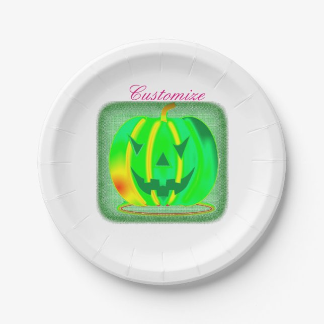 Plato De Papel Green Jack o'lantern Halloween Thunder_Cove (Anverso)
