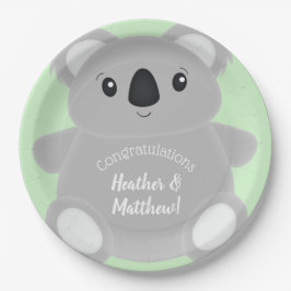Plato De Papel Green Koala Bear Baby Shower