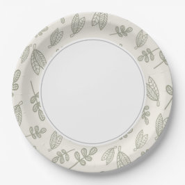 Plato De Papel Green Leafs Boho