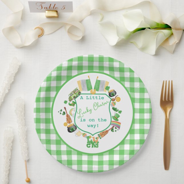 Plato De Papel Green Little Lucky (Boda)