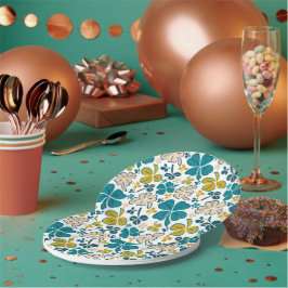 Plato De Papel Green Lucky Shamrock Clover St. Patrick's Day