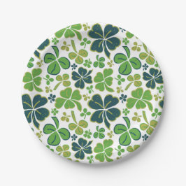 Plato De Papel Green Lucky Shamrock Clover St. Patrick's Day