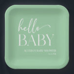 Plato De Papel Green Minimalista Hello Baby Baby Shower<br><div class="desc">Estos son Green Minimal Minimalista Hello Baby Baby Shower Paper Plates!</div>