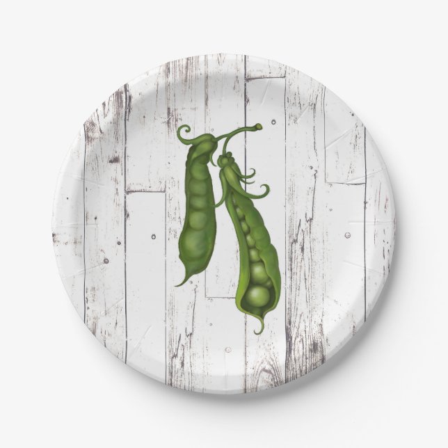 Plato De Papel Green Peas Pea White Wood Rushouse Fiesta (Anverso)