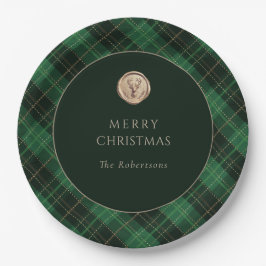 Plato De Papel Green Plaid Merry Christmas Party