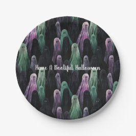 Plato De Papel Green Purple Black Ghosts Bootiful Halloween