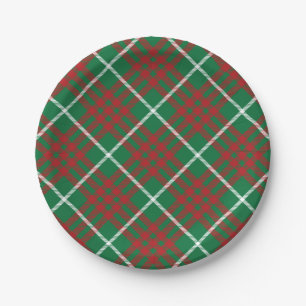 Plato De Papel Green & Red Check