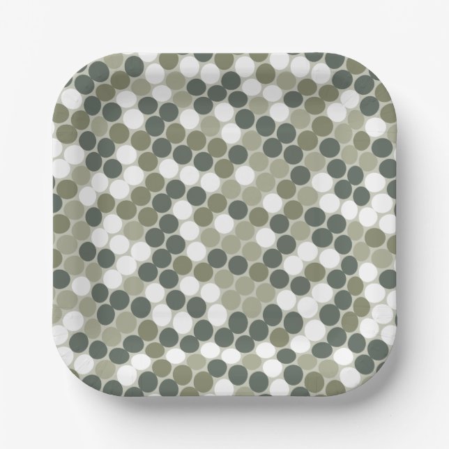 Plato De Papel Green retro dots (Anverso)