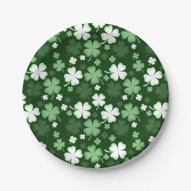Plato De Papel Green Shamrock, Día de San Patricio (Anverso)